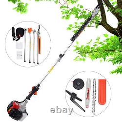 10 in 1 52CC Gas Hedge Trimmer Brush Cutter Pole Saw 2-Cycle Garden Tool System