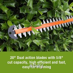 20V Cordless Hedge Trimmer, 20 Dual Action Blades Electric Gardening Tool, 2.0A