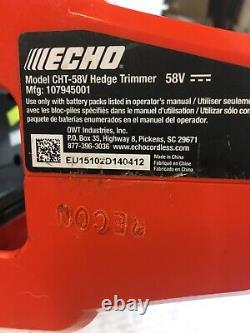 24in Echo 58 Volt Cordless Hedger Reconditioned Used 3 Times. Tool Only 0056
