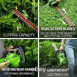 40V 24Cordless Grass Shrubber Hedge Trimmer 1 Cutting Capacity Tool Only Green