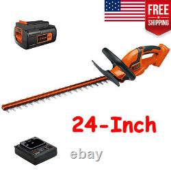 40V MAX Cordless Hedge Trimmer Battery Powered Black/Orange 24-Inch Home Tools