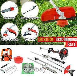 52CC 5 IN 1 Gas Straight Shaft Trimmer Brush Cutter Light Grass Weed Eater Tools