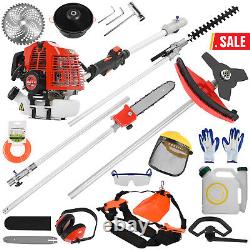 52CC Petrol Hedge Trimmer 5-in-1 Grass Chainsaw Brush Cutter Pole Saw Tools US