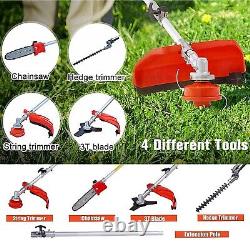52CC Petrol Hedge Trimmer 5-in-1 Grass Chainsaw Brush Cutter Pole Saw Tools US