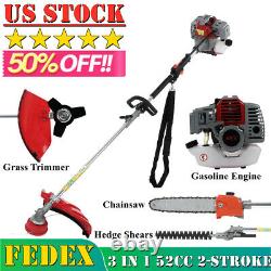 52cc 2-Stroke 5 in 1 Gasoline String Trimmer Chainsaw Hedge Outdoor Garden Tool