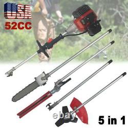 5 in 1 52cc Petrol Hedge Trimmer Chainsaw Brush Cutter Pole Saw Outdoor Tools US