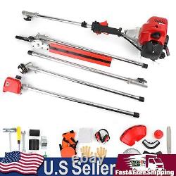 5 in 1 52cc Petrol Hedge Trimmer Chainsaw Brush Cutter Poleaw Outdoor Tools US