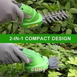 7.2V Cordless 2 in1 Grass Shear & Hedge Trimmer Cutter Clipper Tool With Blades