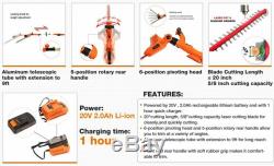 Cordless Pole Saw And Hedge Trimmer Telescopic Combo Kit Garden Tool System