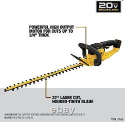 DEWALT 20V MAX Cordless Hedge Trimmer, 22 Inches, Tool Only (DCHT820B), Battery