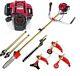 Gx50 4-strokes 5 In 1 Gas Brush Cutter Grass Lawn Mower Hedge Trimmer + 2 Poles