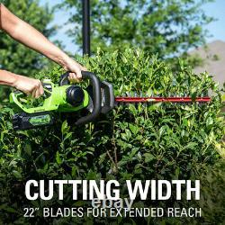 Greenworks 24V Cordless Hedge Trimmer 22 Dual Action Blade Tool Only HT24B04