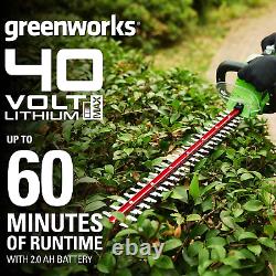 Greenworks 40V 24 Cordless Hedge Trimmer, Tool Only