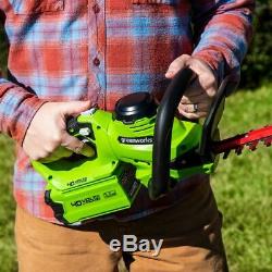 Greenworks 40V 24-Inch Cordless Hedge Trimmer 2.5Ah Battery & Quick Charger Tool