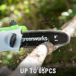 Greenworks 40V 8.5 Inch Cordless Pole Saw with Hedge Trimmer Attachment, Tool On
