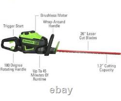 Greenworks Cordless Hedge Trimmer 26-In 60-Volt Battery Brushless (Tool-Only)