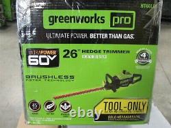 Greenworks Pro 60-Volt 26 Hedge Trimmer -Tool Only- HT60L01