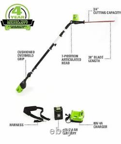 Greenworks Pro 80V 20 inch Cordless Pole Hedge Trimmer Tool Only PH80B00