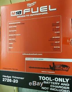 Milwaukee 2726-20 M18 FUEL Hedge Trimmer (Tool Only) Brand NEW