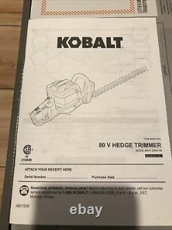 NEW Kobalt 80v 80 Volt Hedge Trimmer KHT 2680A-08 Tool ONLY Clipper Cutter
