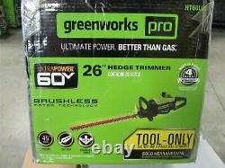 New Greenworks Pro 60-Volt 26 Hedge Trimmer -Tool Only- HT60L01