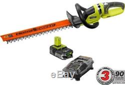 Ryobi 22 in. Hedge Trimmer ONE+ 18 Volt Lithium-Ion Cordless Charger And Battery