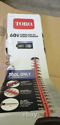 Toro Cordless Hedge Trimmer Flex Force 24 Inch 60 Volt Lithium Ion Tool Only