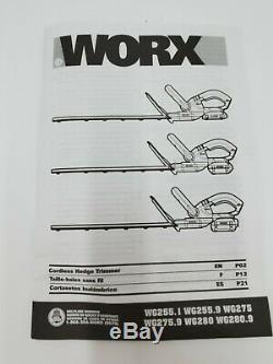 WORX WG280 40V Max Share Volt Cordlesss 20 Hedge Trimmer (Tool Only) Brand New